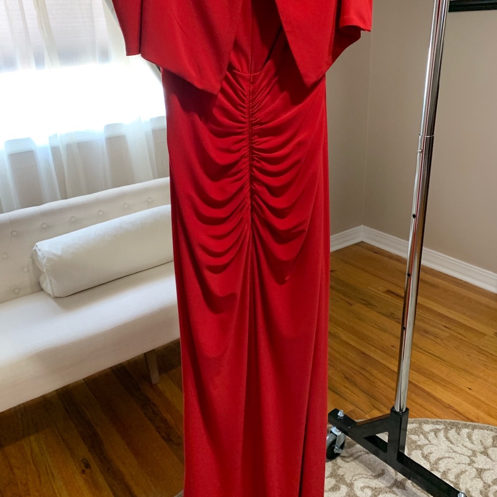 XSCAPE formal gown mid length slit